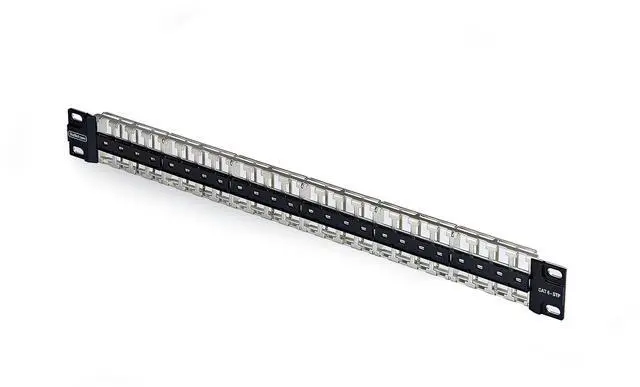 Main image of 48-PORT 1U BLANK KEYSTONE PATCH PANEL WITH GROUNDING WIRE; COMPATIBLE WITH STP/U