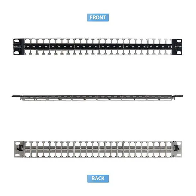 Alt view image 2 of 5 - 48-PORT 1U BLANK KEYSTONE PATCH PANEL WITH GROUNDING WIRE; COMPATIBLE WITH STP/U