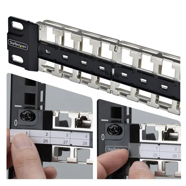 Alt view image 4 of 5 - 48-PORT 1U BLANK KEYSTONE PATCH PANEL WITH GROUNDING WIRE; COMPATIBLE WITH STP/U