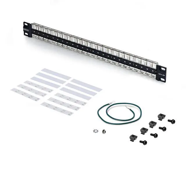 Alt view image 5 of 5 - 48-PORT 1U BLANK KEYSTONE PATCH PANEL WITH GROUNDING WIRE; COMPATIBLE WITH STP/U