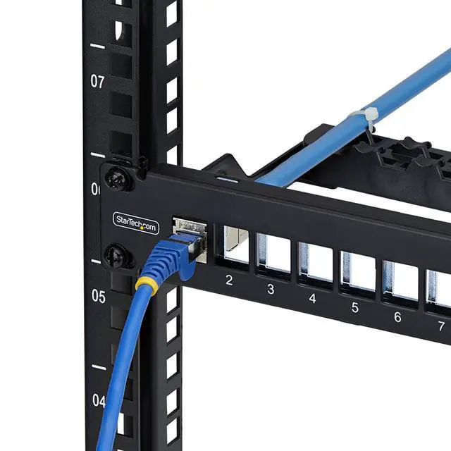 Alt view image 5 of 7 - 24-PORT 1U BLANK KEYSTONE PATCH PANEL WITH CABLE MANAGEMENT BAR AND GROUNDING WI