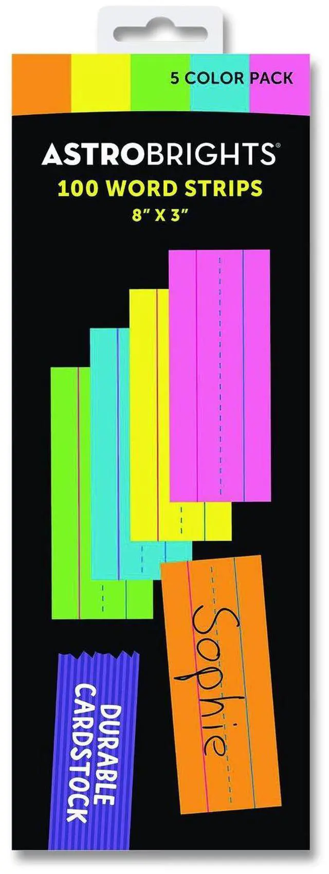 Main image of Five-Color Ruled Word Strips 8" x 3" Assorted Colors 100/Pack 9104001