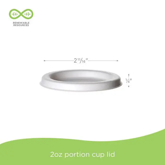 Alt view image 3 of 5 - Sugarcane Portion Cup Lids Fits 2 oz Portion Cups White 2500/Carton EPSPCLID2