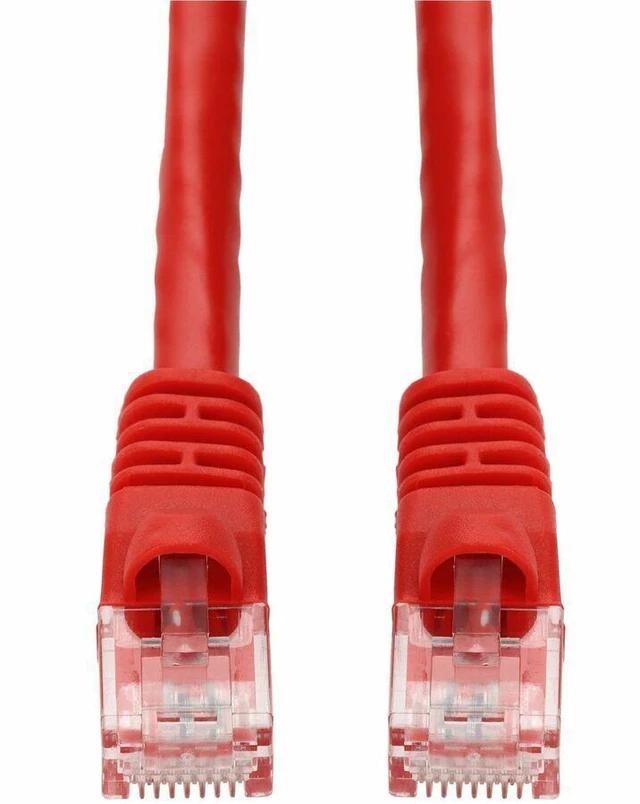 Main image of AddOn 10ft Red CAT6A PVC Ethernet Cable Snagless Bubble Boot RJ-45 M/M CAT 6A