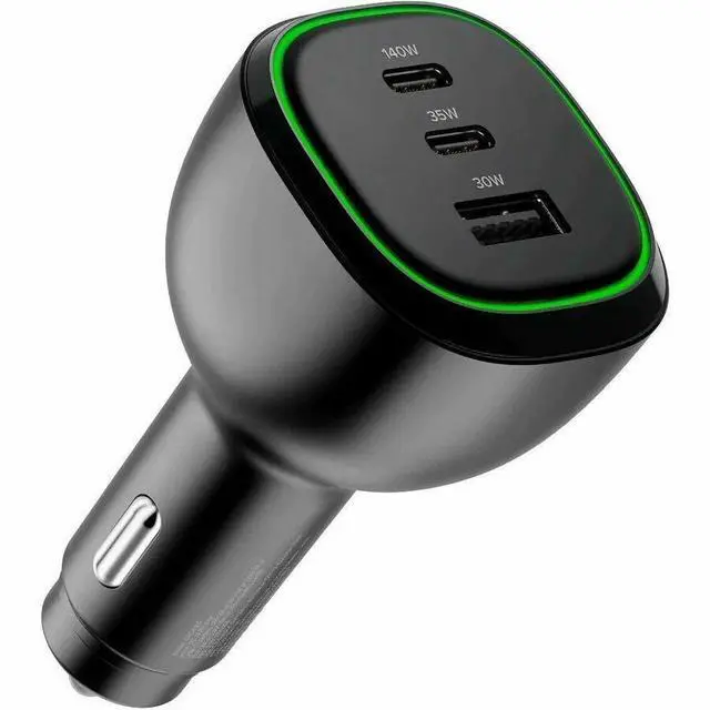 Main image of Alogic 165W car charger USB-C USB-A ports fast charging for laptops tablets and smartphones with 1m cable CRCA165C1