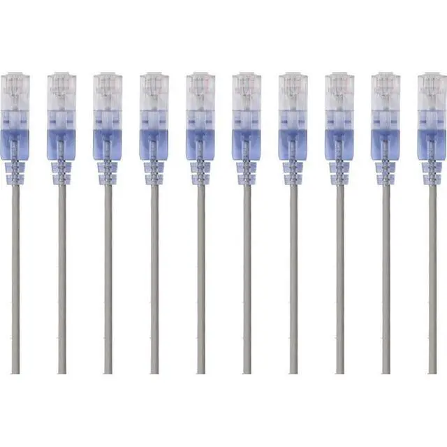 Alt view image 4 of 4 - Monoprice Cat6A Ethernet Patch Cable - 5 Feet - Gray | Network Internet Cord - RJ45, 550Mhz, UTP, Pure Bare Copper Wire, 10G, 30AWG, 10-Pack - SlimRun Series