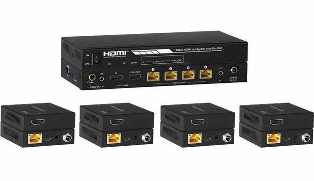 Alt view image 4 of 4 - KanexPro Video Distribution Amplifier - 594 MHzMaximum Video Bandwidth - 192 ft Maximum Operating Distance - 1 x HDMI In - 4 x HDMI Out