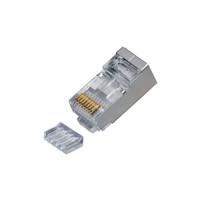 Alt view image 4 of 9 - CMPLE Platinum Tools 106206J RJ45 Shielded Cat6 2 pc. Round-Solid 3-Prong with Liner Connector - Jar of 100
