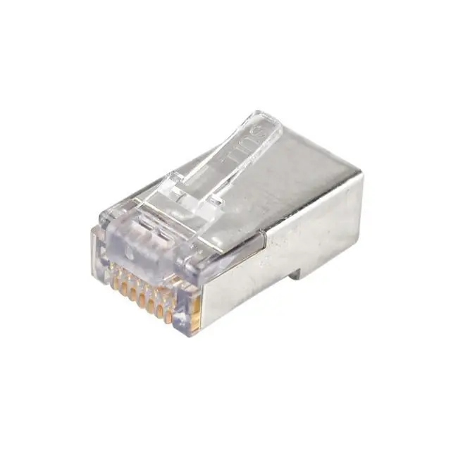 Alt view image 5 of 9 - CMPLE Platinum Tools 106206J RJ45 Shielded Cat6 2 pc. Round-Solid 3-Prong with Liner Connector - Jar of 100
