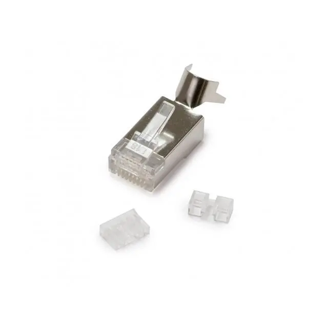 Alt view image 7 of 9 - CMPLE Platinum Tools 106206J RJ45 Shielded Cat6 2 pc. Round-Solid 3-Prong with Liner Connector - Jar of 100