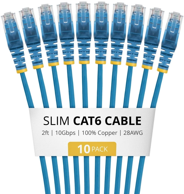 Main image of 10-PACK OF SLIM CAT6 CABLES IS IDEAL FOR MULTIPLE SETUPS; SUPPORTS 10GBPS AND 10