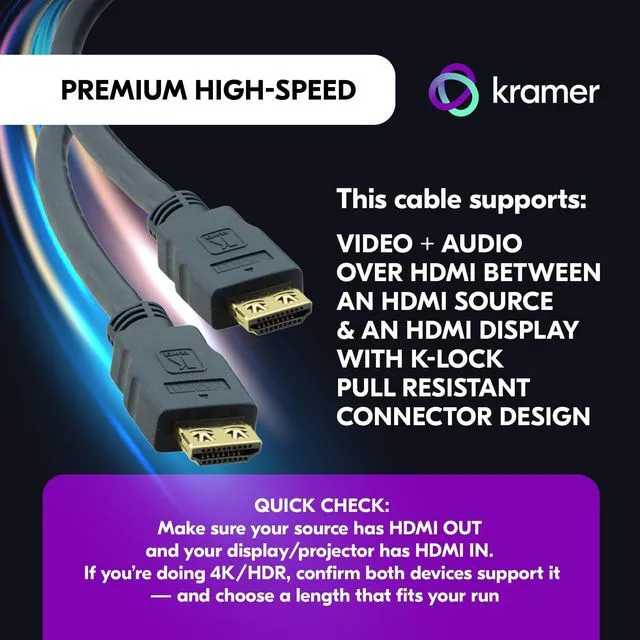Alt view image 3 of 5 - Kramer 15Ft M/M HDMI Cable Black 97-0101015