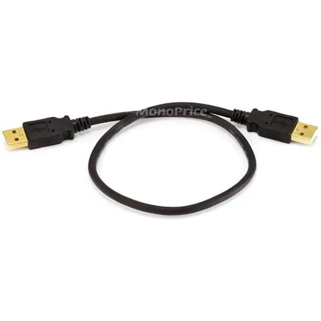 Alt view image 7 of 8 - Monoprice USB 2.0 Cable - 1.5 Feet - Black | USB Type-A Male to USB Type-A Male, 28/24AWG, Gold Plated for Data Transfer Hard Drive Enclosures, Printers, Modems, Cameras and More!