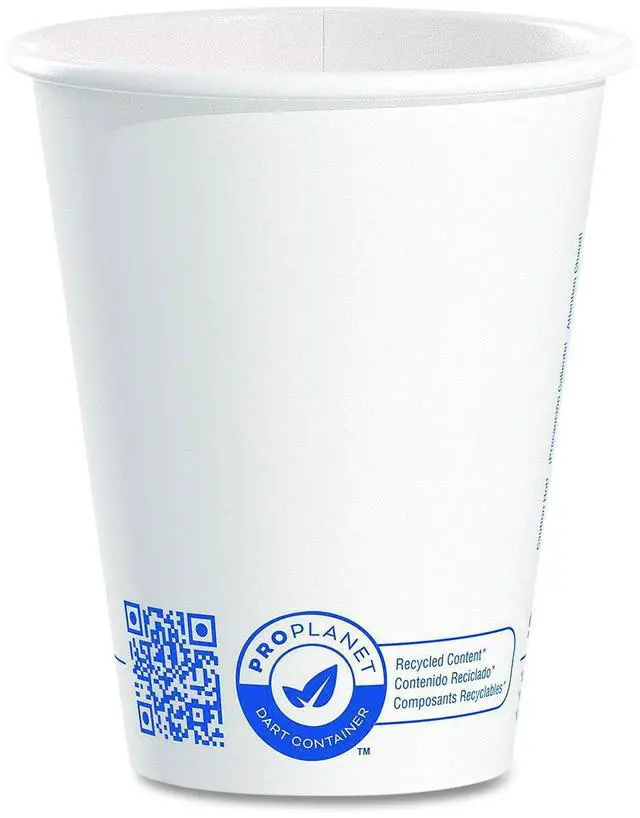 Main image of Recycled Content PCF Paper Hot Cups ProPlanet Seal 8 oz White 50/Pack 378RCPLANET