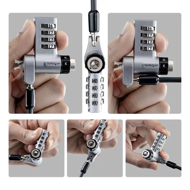 Alt view image 2 of 7 - StarTech 10-Pack 3-in-1 Dual-Access Laptop Lock 6.6ft TAA