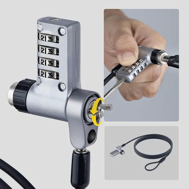 Alt view image 3 of 7 - StarTech 10-Pack 3-in-1 Dual-Access Laptop Lock 6.6ft TAA