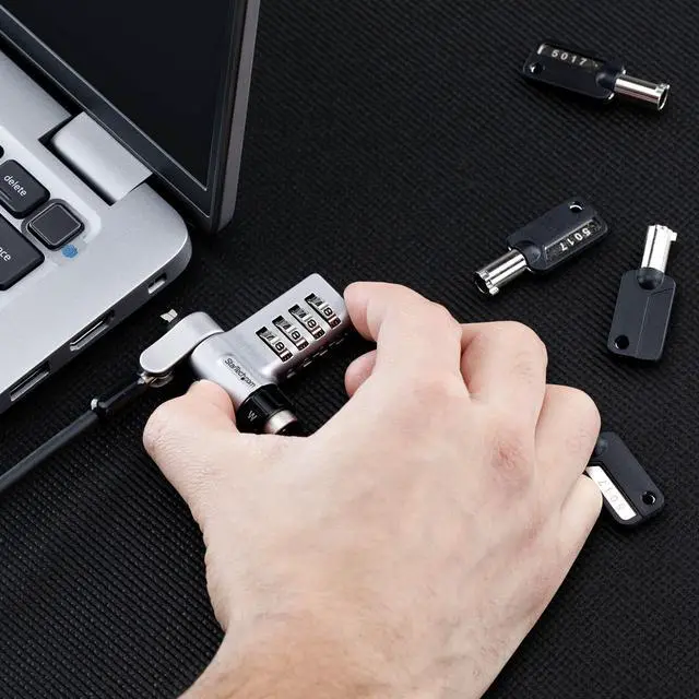 Alt view image 5 of 7 - StarTech 10-Pack 3-in-1 Dual-Access Laptop Lock 6.6ft TAA