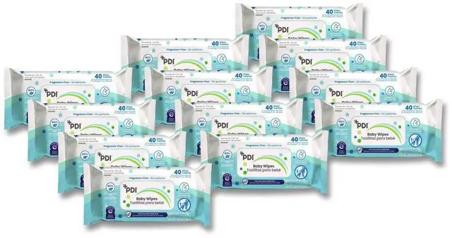 Main image of Baby Wipes, 1-Ply, 6.7 x 8, Fragrance-Free, White, 40/Pack, 12 Packs/Carton