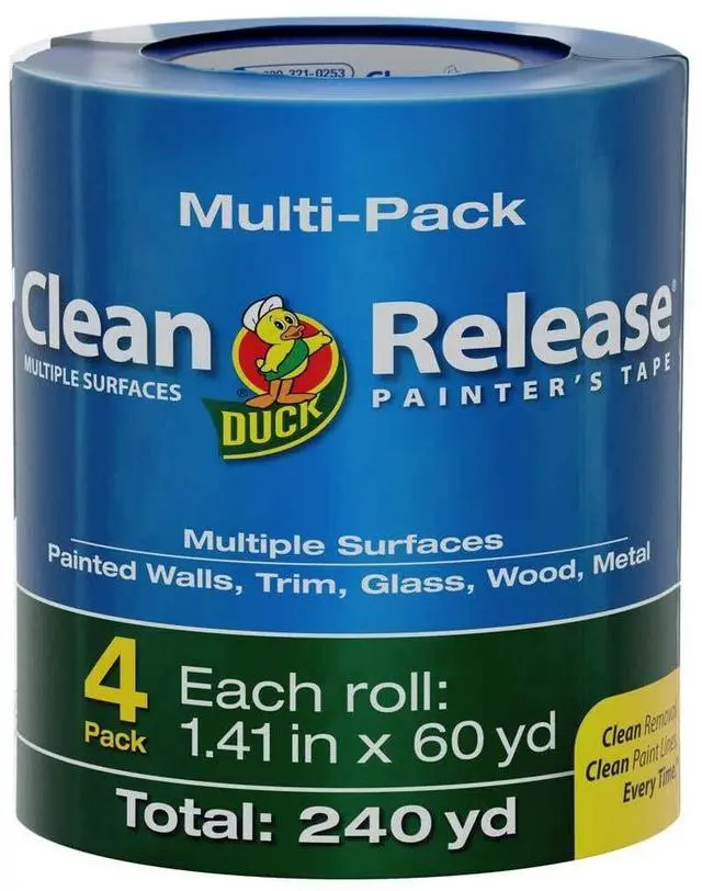 Alt view image 7 of 7 - Duck Brand Clean Release 14-Day Blue Painters Tape: 1.41 in. x 60 yds. (Blue) *4-pack