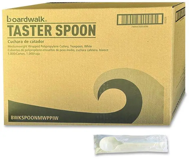 Main image of Mediumweight Wrapped Polypropylene Cutlery Soup Spoon 4.86" Plastic White 1000/Carton BWKSOUPMWPPIW