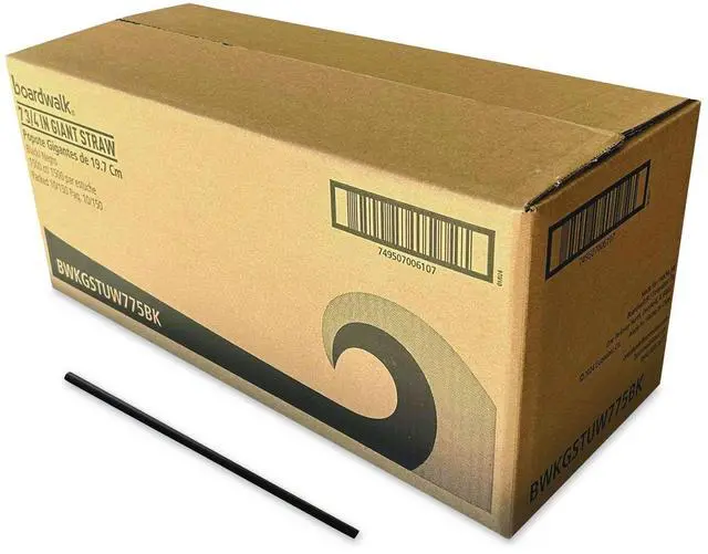Main image of Giant Straws 7.75" Polypropylene Black 150/Pack 10 Packs/Carton BWKGSTUW775BK