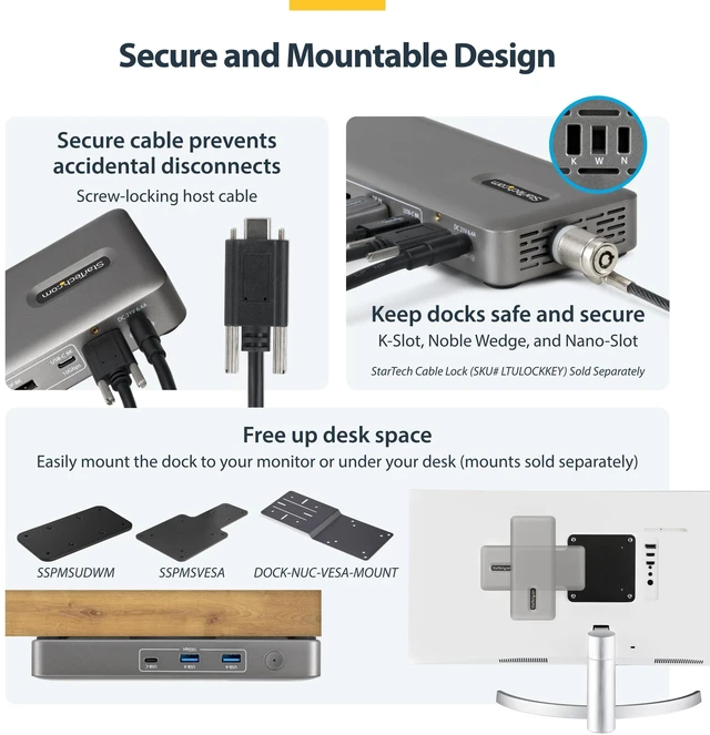 Alt view image 5 of 7 - StarTech USB4 Docking Station Driverless Dual 4K for macOS and Windows Universal USB-C Dock with 100W Laptop Charging and 2.5GbE 208NUSB4DOCK