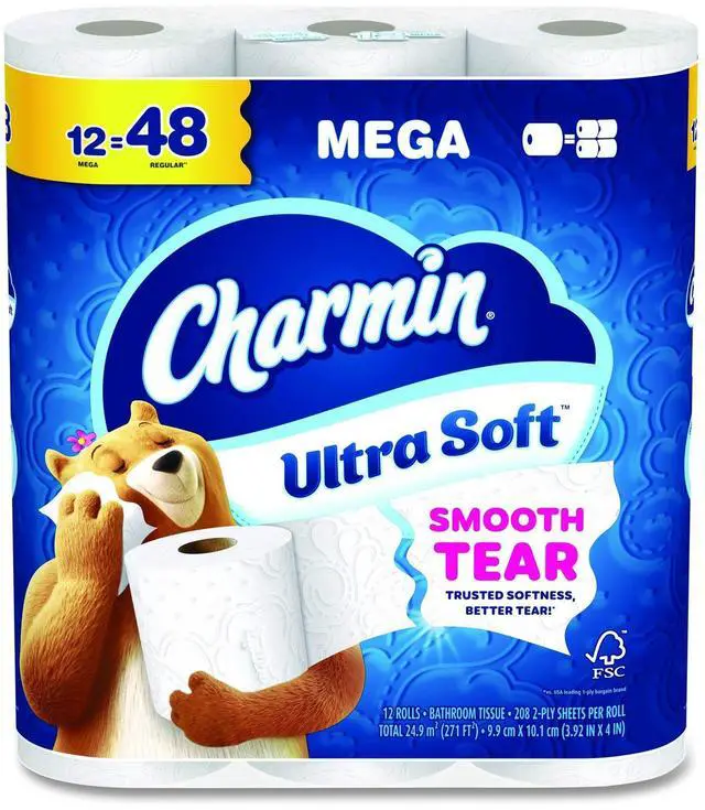 Main image of Ultra Soft Bathroom Tissue Mega Roll Septic Safe 2-Ply White 208 Sheets/Roll 12 Rolls/Pack 5 Packs/Carton 80841801
