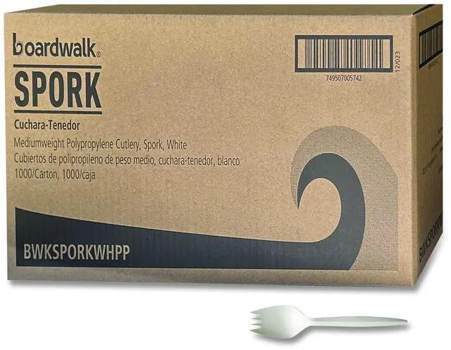 Main image of Mediumweight Polypropylene Cutlery Spork Plastic White 1000/Carton BWKSPORKWHPP