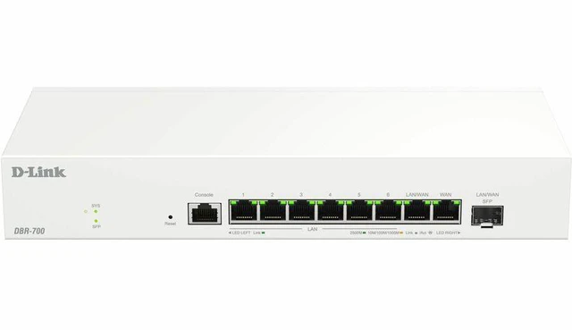 Alt view image 9 of 15 - D-Link DBR-700 Business Router - 8 Ports - 7 RJ-45 Port(s) - 1 WAN Port(s) - 1 SFP Slots - 2.5 Gigabit Ethernet