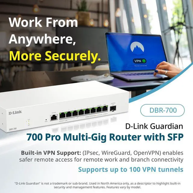 Alt view image 12 of 15 - D-Link DBR-700 Business Router - 8 Ports - 7 RJ-45 Port(s) - 1 WAN Port(s) - 1 SFP Slots - 2.5 Gigabit Ethernet