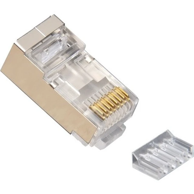 Alt view image 3 of 8 - CMPLE Platinum Tools 106206J RJ45 Shielded Cat6 2 pc. Round-Solid 3-Prong with Liner Connector - Jar of 100