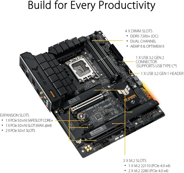 Alt view image 3 of 6 - ASUS TUF Intel B760 DDR5 LGA-1700 ATX Gaming Desktop Motherboard