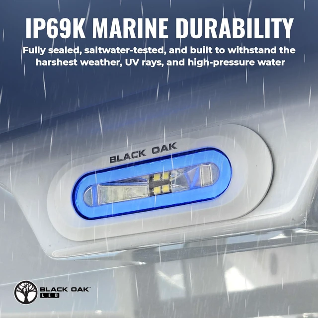 Alt view image 3 of 7 - Black Oak Low Pro Marine Spreader Light - Flush Mount - White Housing - White LED