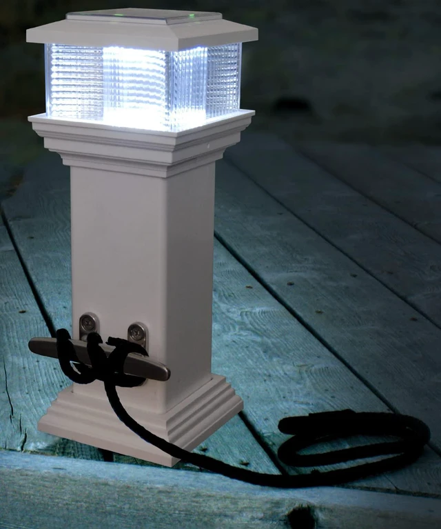 Alt view image 2 of 2 - Dock Edge Cleatlite Solar Dock Light w/SS Mooring Cleat 12"