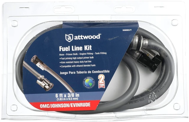 Alt view image 7 of 7 - Attwood Johnson/Evinrude Fuel Line Kit - 3/8" Diameter x 6' Length (No Tank Fitting)