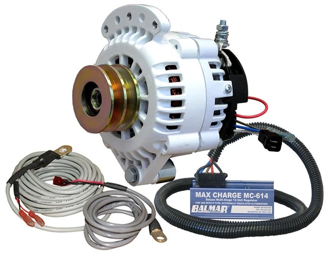 Main image of Balmar Alternator 100 AMP Kit 12V 1-2" Single Foot Spindle Mount Dual Vee Pulley Regulator & Temp Sensor