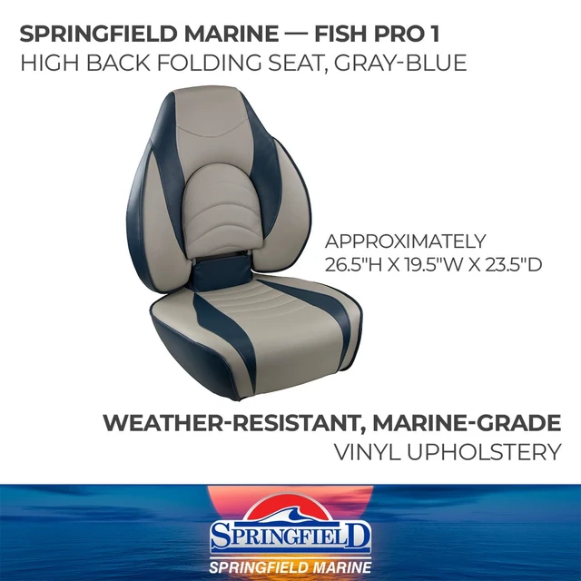 Alt view image 11 of 14 - Springfield Marine 1780238 Deluxe Fish Pro High Back Seat - Blue/Grey