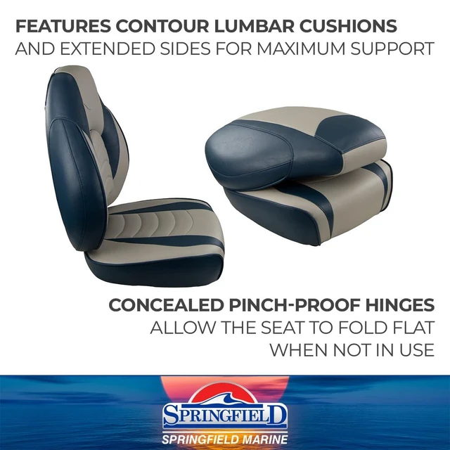 Alt view image 12 of 14 - Springfield Marine 1780238 Deluxe Fish Pro High Back Seat - Blue/Grey