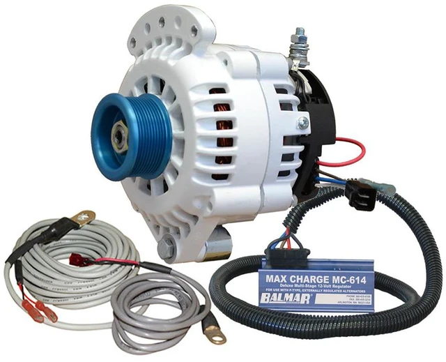 Main image of Balmar Alternator 100 AMP Kit 12V 1-2" Single Foot Spindle Mount J10 Pulley Regulator & Temp Sensor
