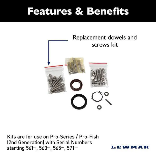 Alt view image 7 of 8 - Lewmar Pro Series Seals, Dowels & Screws Kit