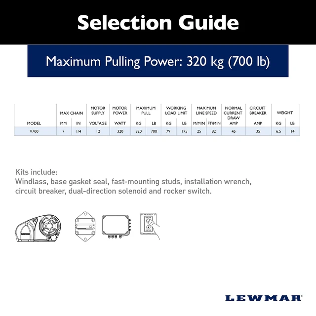 Alt view image 10 of 12 - Lewmar V700G Vertical Windlass With Rocker Switch And Control Windlasses