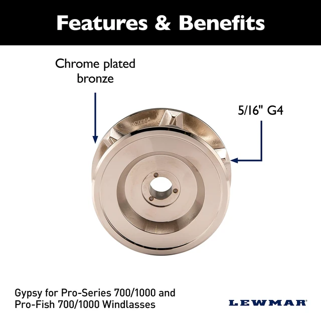 Alt view image 8 of 11 - Lewmar Pro Series Windlass Gypsy #516