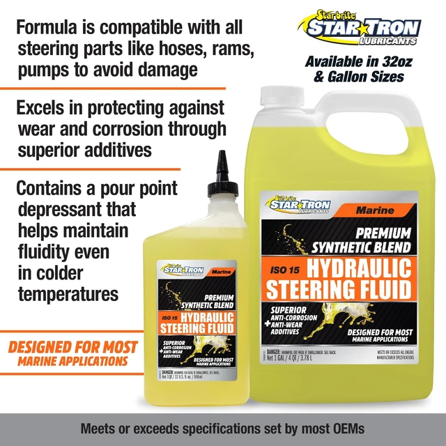 Alt view image 5 of 7 - Star brite Hydraulic Steering Fluid - ISO 15 Marine Synthetic Blend - 32 oz