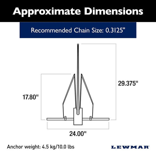 Alt view image 2 of 5 - Lewmar LFX-10 Anchor - Aluminum Alloy - 10lb f/ 33-39' Boats