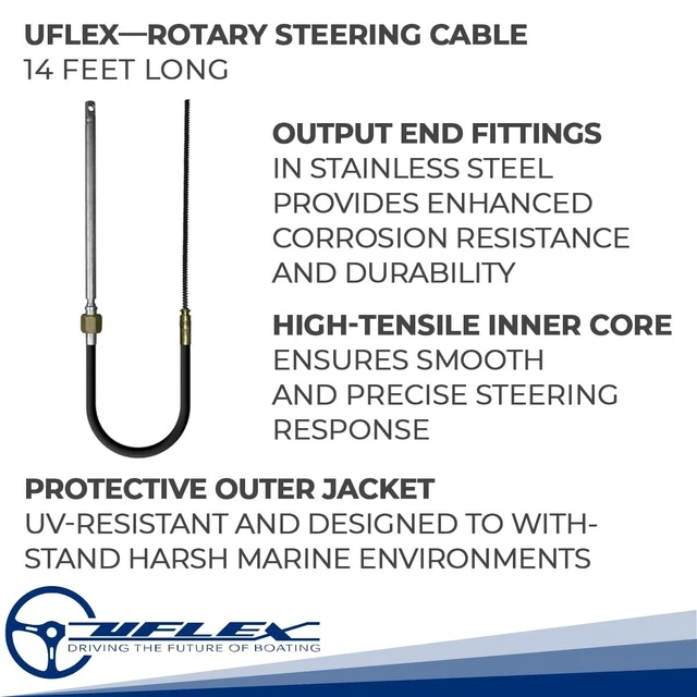 Alt view image 8 of 12 - UFLEX M66 14' FAST CONNECT ROTARY STEERING CABLE UNIVERSL