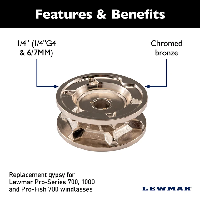 Alt view image 5 of 8 - Lewmar Dual Gypsy Rope/Chain 6-7mm - 1/4"