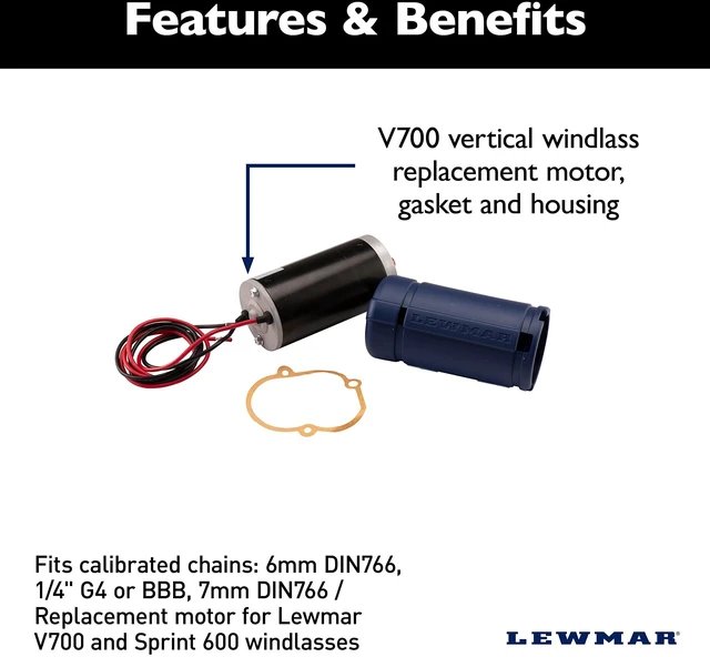 Alt view image 9 of 10 - Lewmar Replacement Windlass Motor Kit - 12V