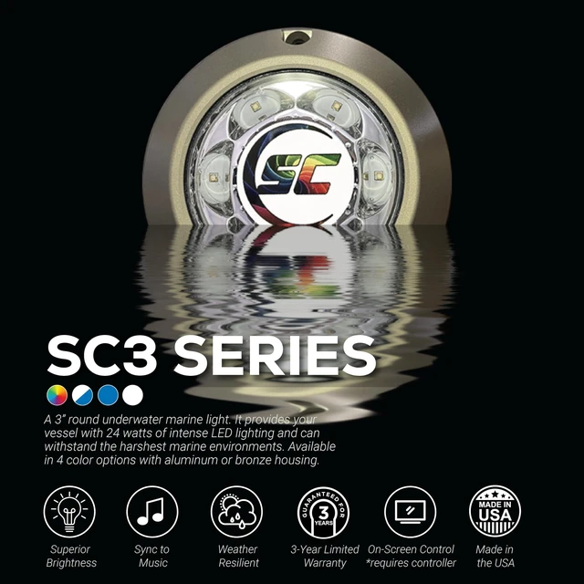 Alt view image 2 of 4 - Shadow-Caster SC3 Series CC (Full Color Change) Bronze Surface Mount Underwater Light
