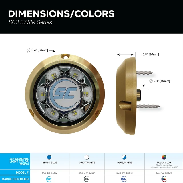 Alt view image 3 of 4 - Shadow-Caster SC3 Series CC (Full Color Change) Bronze Surface Mount Underwater Light