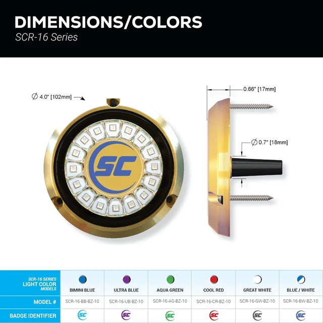 Alt view image 3 of 4 - Shadow-Caster Bimini Blue Single Color Underwater Light - 16 LEDs - Bronze